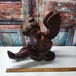 Wood cherub Angel antique Goth